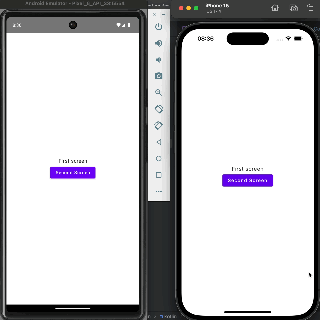 Animation showing navigation to a second screen with the greeting "Hello from Decompose Component" and a "Go Back" button.