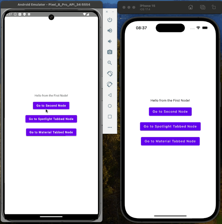 Animation showing a coroutine-driven countdown running on the app's second node screen.