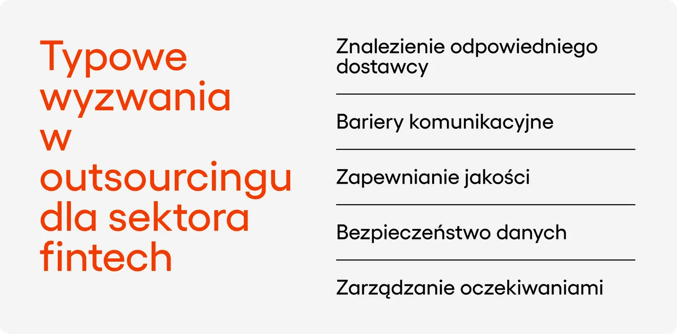 Znalezienie odpowiedniego dostawcy Bariery komunikacyjne Zapewnianie jakości Bezpieczeństwo danych Zarządzanie oczekiwaniami
