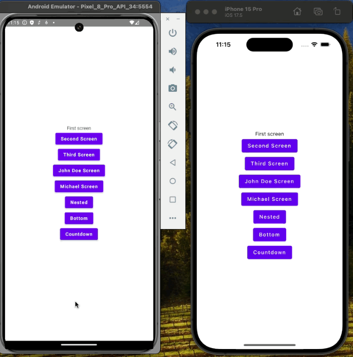Animation showing a countdown timer screen built with coroutines, counting down with a "Go Back" button.