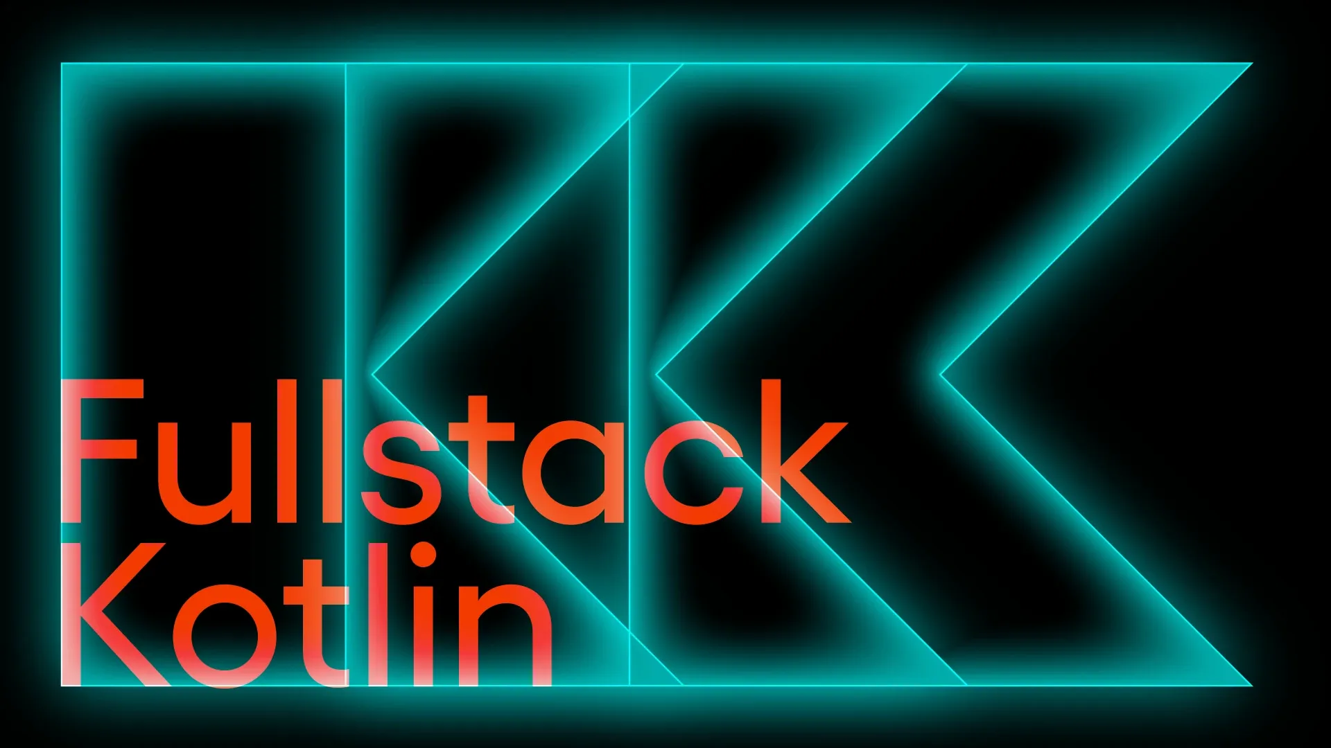 Cover shows the text 'Fullstack Kotlin' over a teal geometric chevron design on a black background.