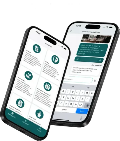 Screens of the Signalink product on a device.
