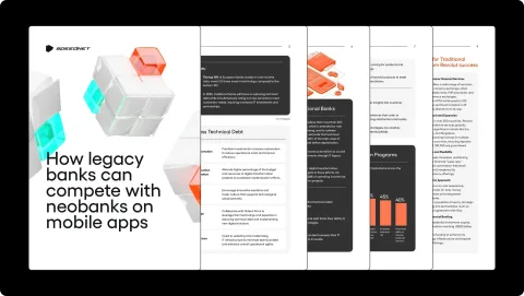 How legacy banks can compete with neobanks on mobile apps? Graphic showcasing pages from the report